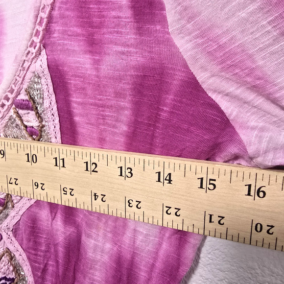 Free People Sun Up Pink Beaded Tie Dye Ombre Mini Dress Tunic Size XS Beaded - Picture 7 of 7
